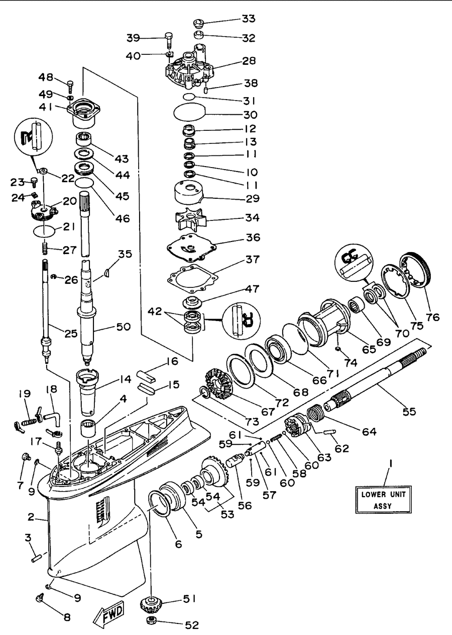 1996 C150TXRU LOWER CASING DRIVE 1