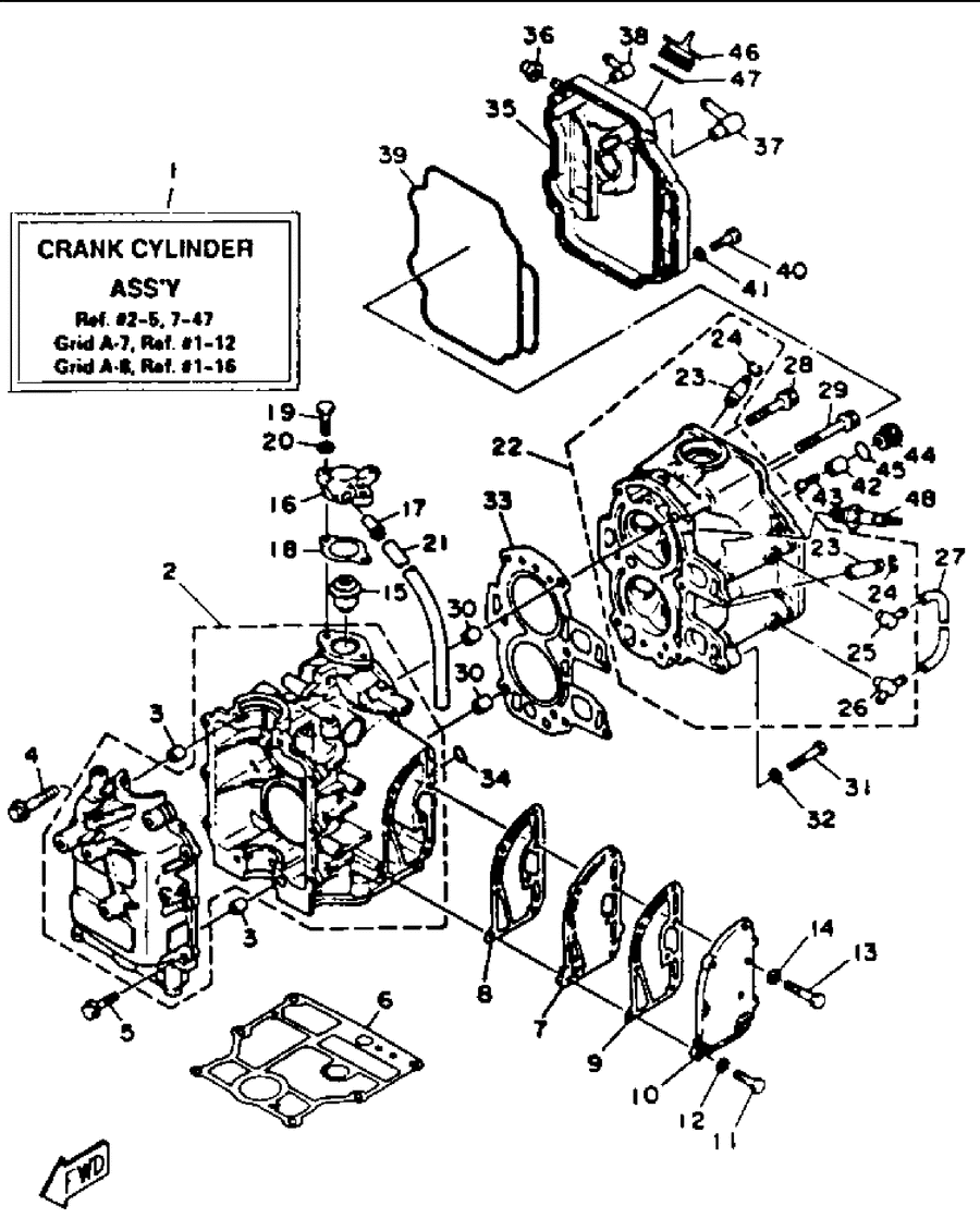 1993 F9.9MLHR CYLINDER CRANKCASE