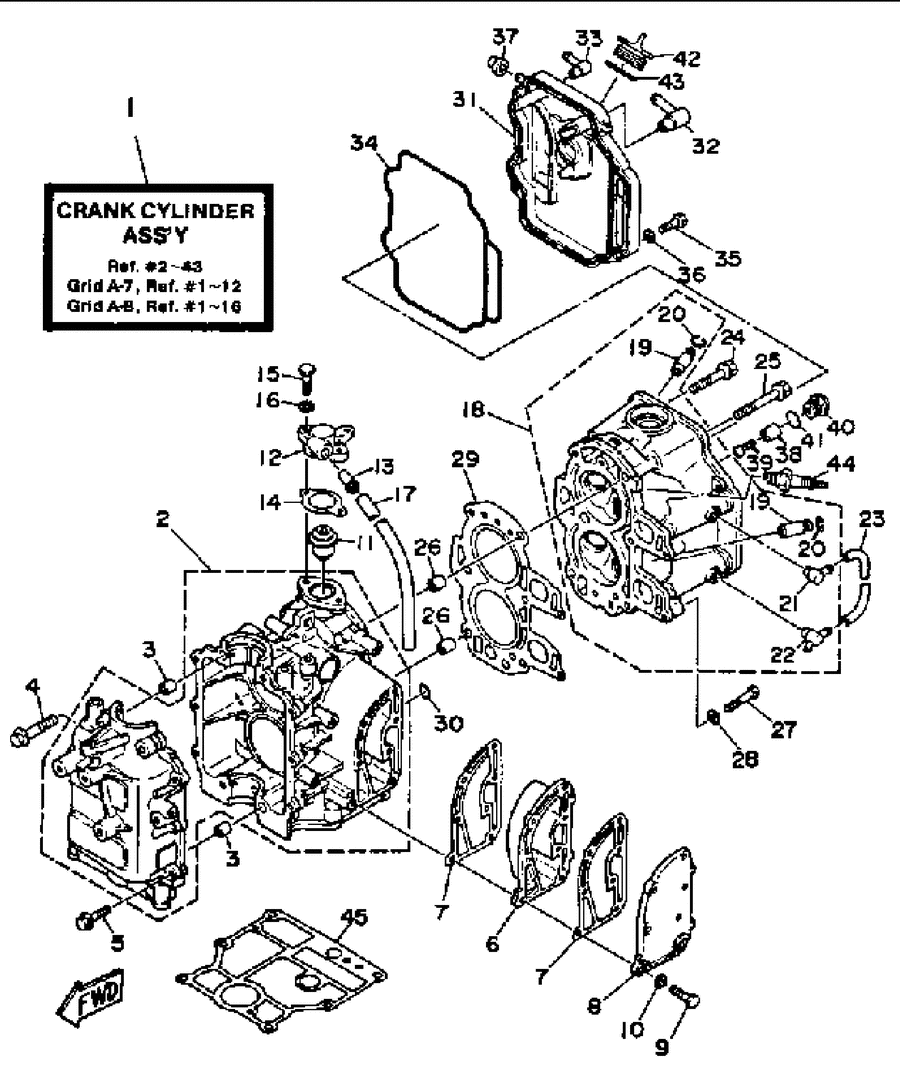 1987 F9.9LH CRANKCASE CYLINDER