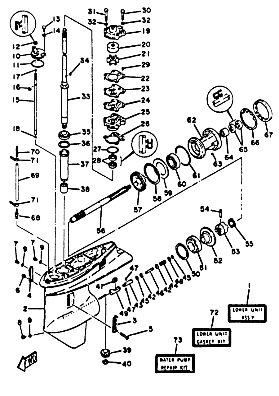 Diagram Of 1969 9rl69s Johnson Outboard Lower Unit Group