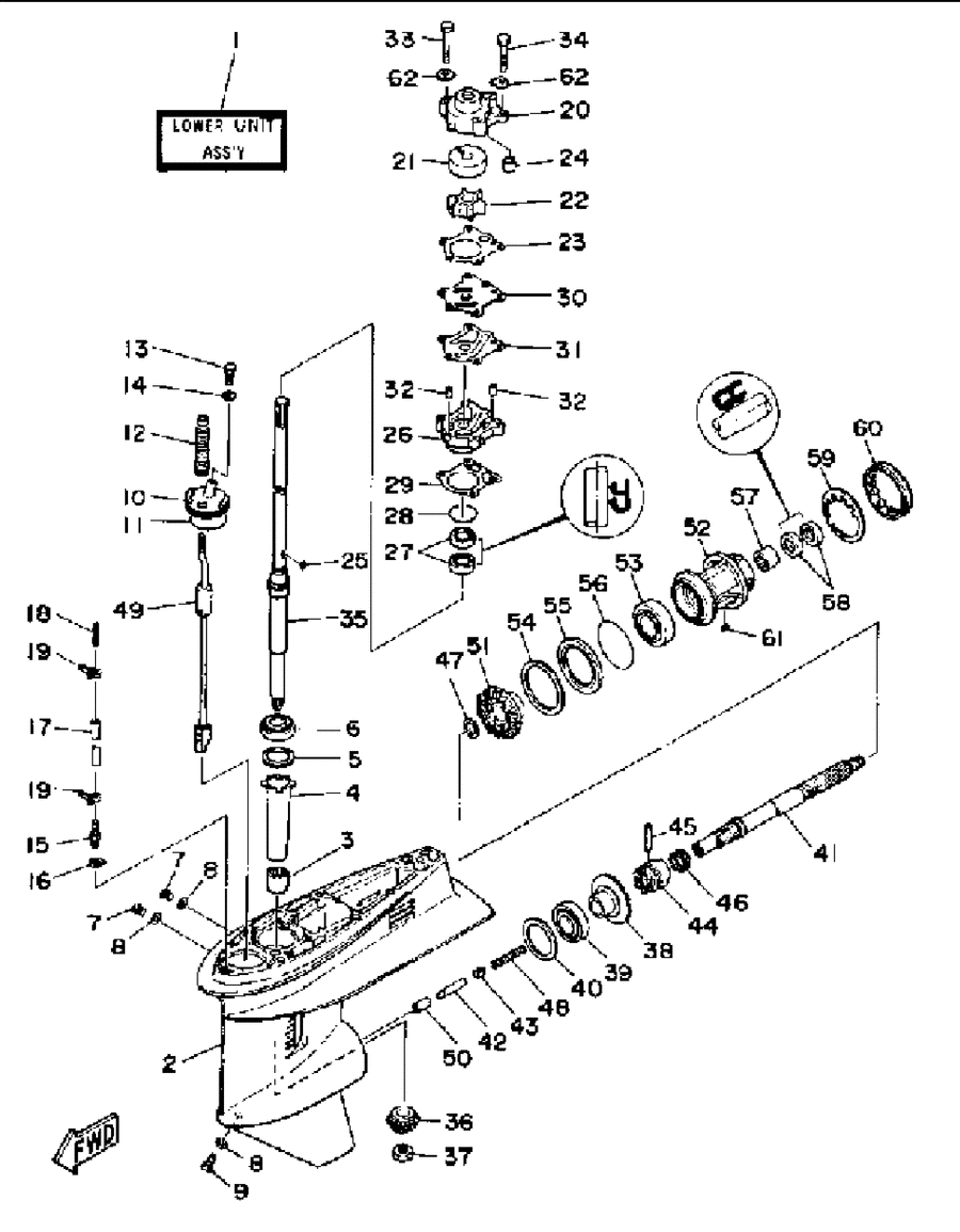 Diagram Of 1969 33el69a Johnson Outboard Lower Unit Group