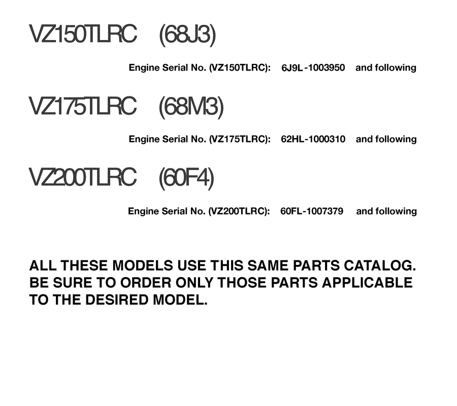 2004 VZ200TLRC ~MODELS IN THIS CATALOG