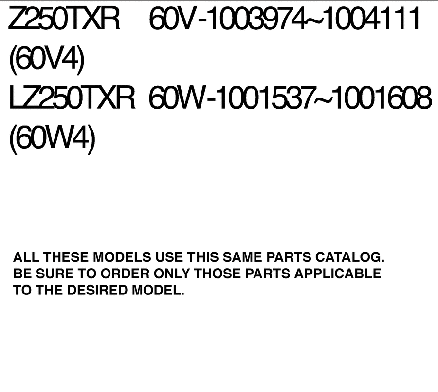 2006  Z250TXR 60V-1003974 ~MODELS IN THIS CATALOG