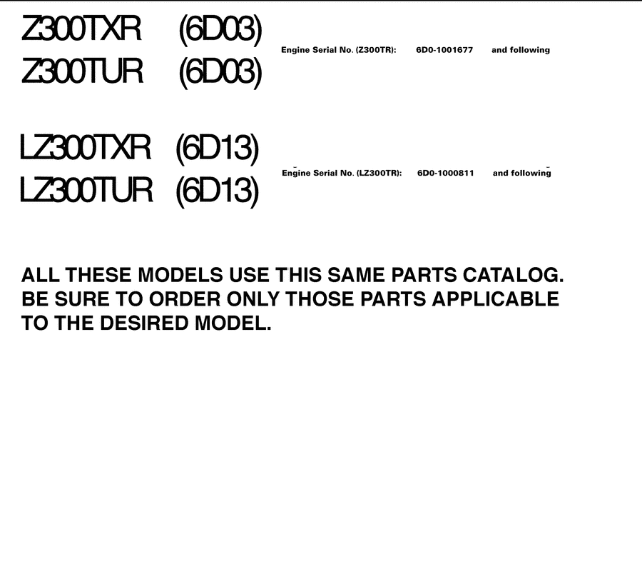 2006 Z300TXR 6D0-1003215 ~MODELS IN THIS CATALOG