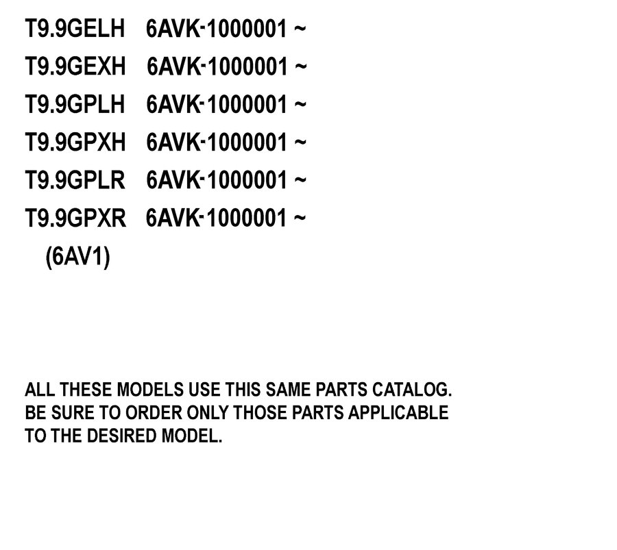 2006 T9.9GEXH 6AVK-1000001 ~MODELS IN THIS CATALOG