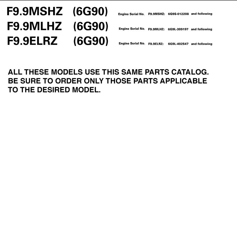 2001 F9.9ELRZ ~MODELS IN THIS CATALOG