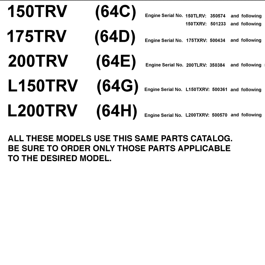 1997 S150TLRV ~MODELS IN THIS CATALOG