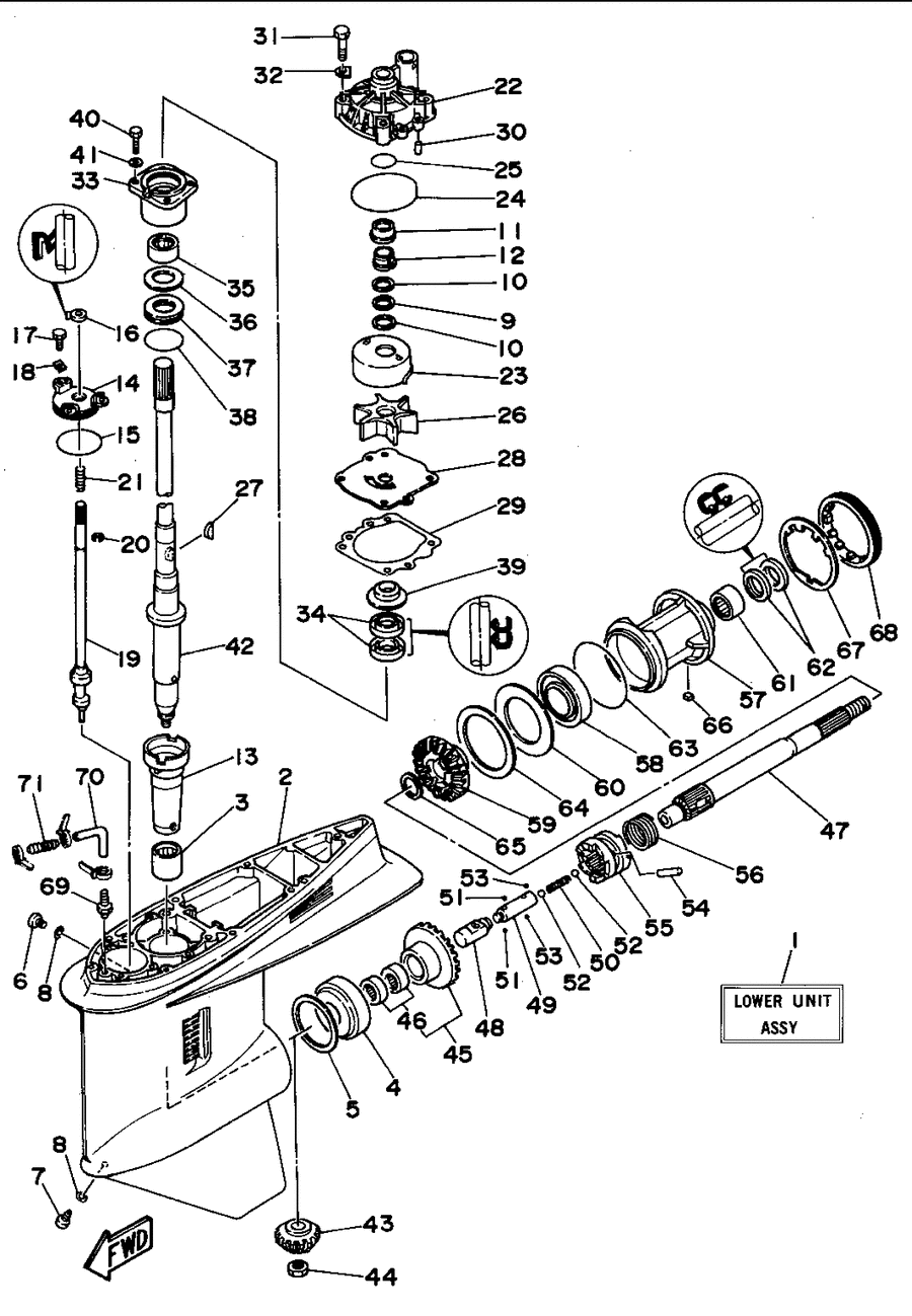 1995 150TXRT LOWER CASING DRIVE 1 (150 - 175 - 200)