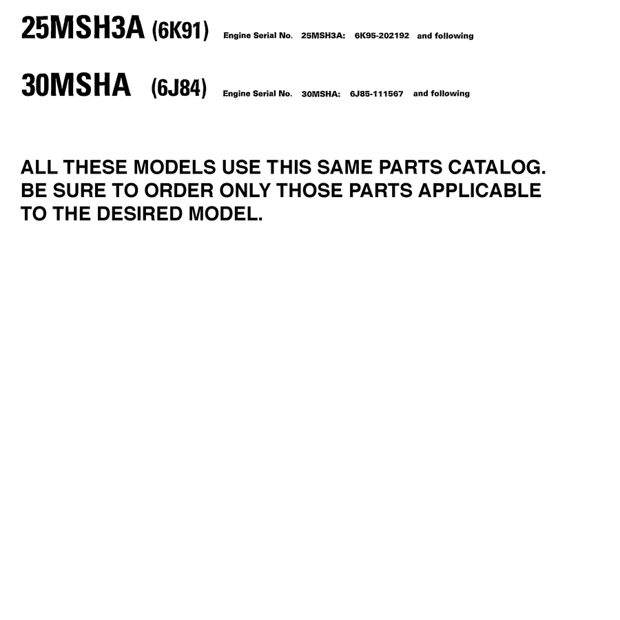 2002 30MSHA ~MODELS IN THIS CATALOG
