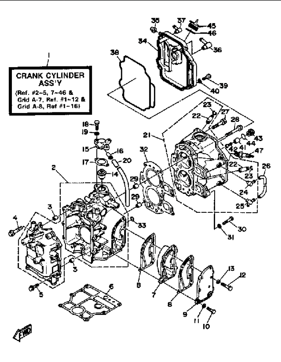 1989 FT9.9XF CRANKCASE CYLINDER
