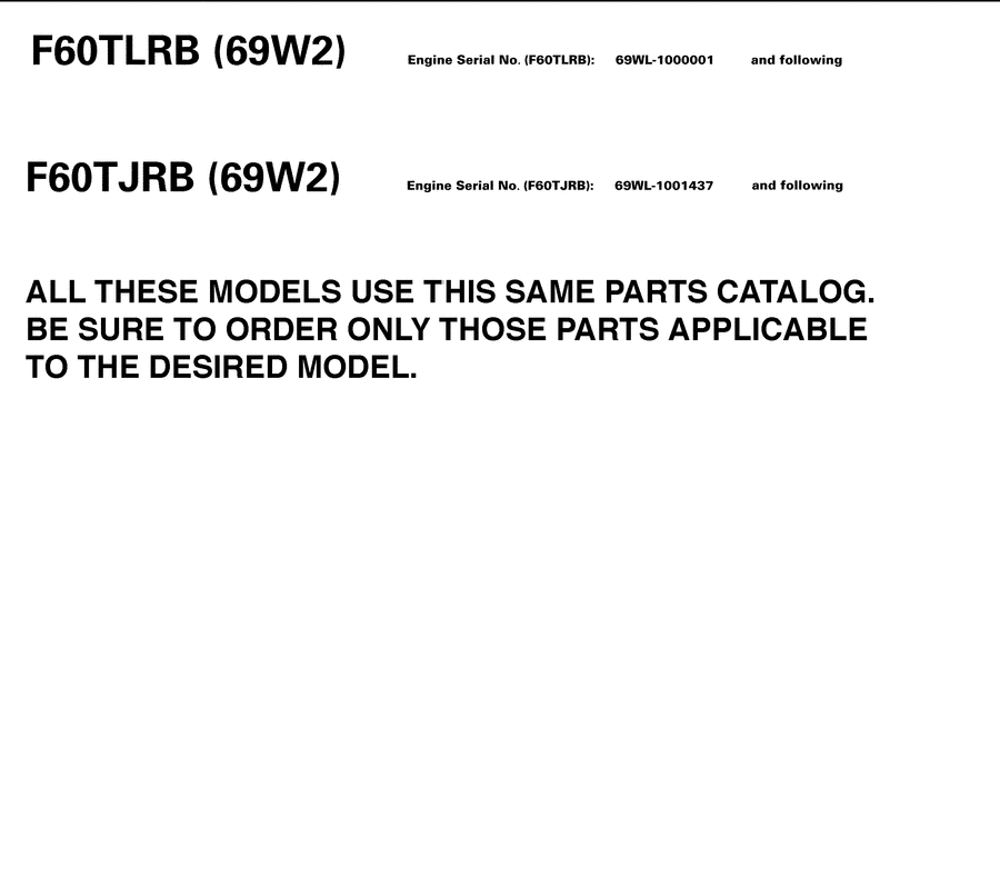 2003 F60TJRB ~MODELS IN THIS CATALOG