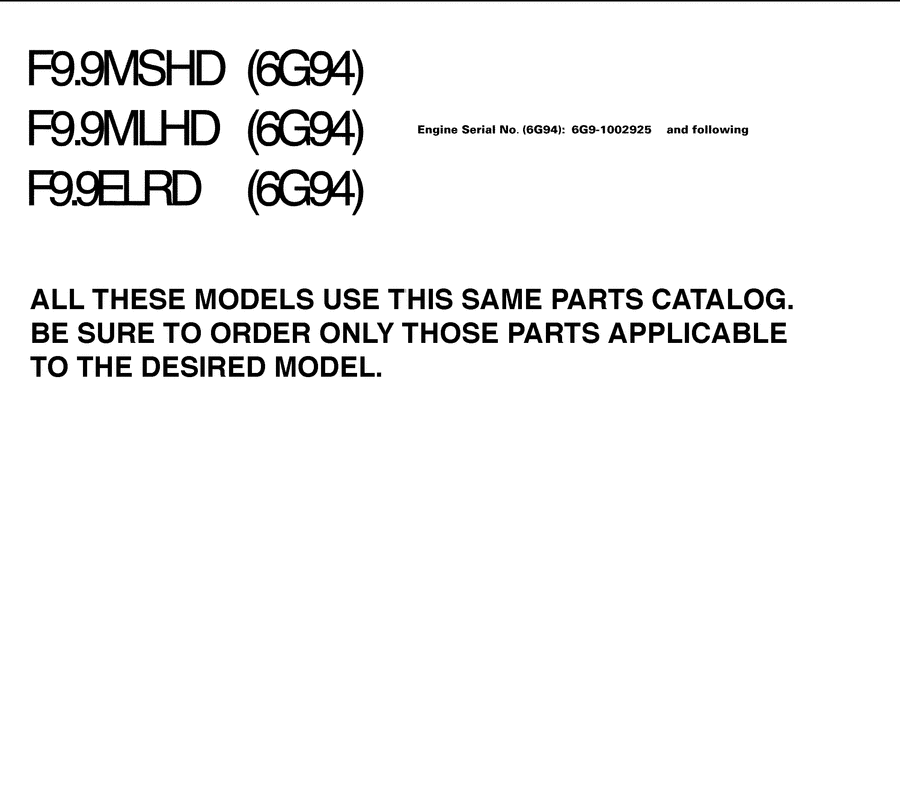 2005 F9.9MSHD ~MODELS IN THIS CATALOG